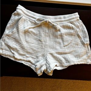 Lou & Grey White Gauze Textured Shorts
